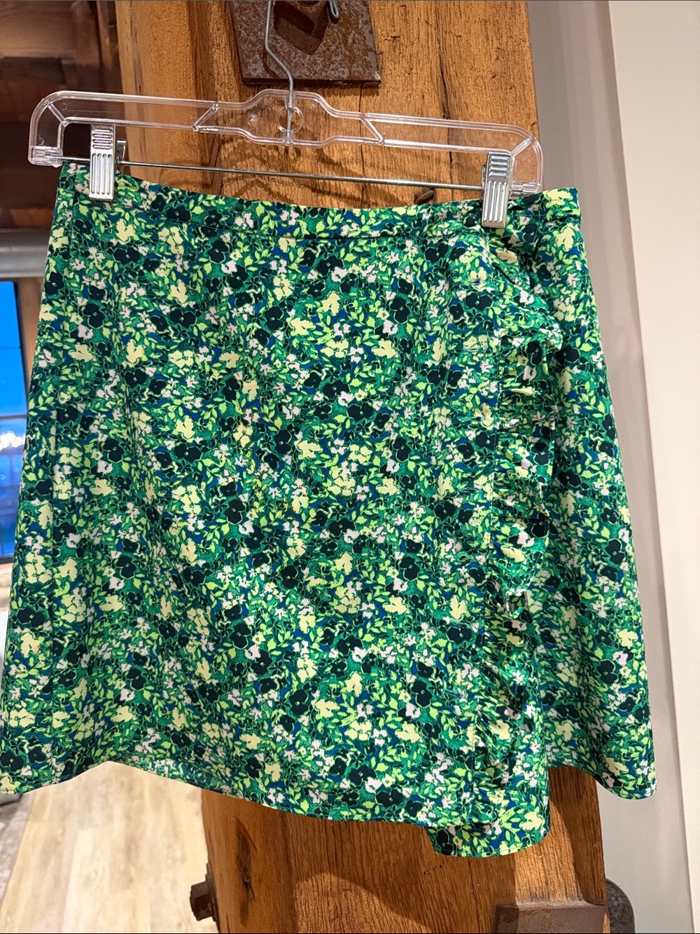 Topshop Green Floral Circle Skirt